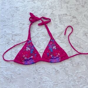 Victoria's Secret Pink Beaded Floral Bikini Top Small